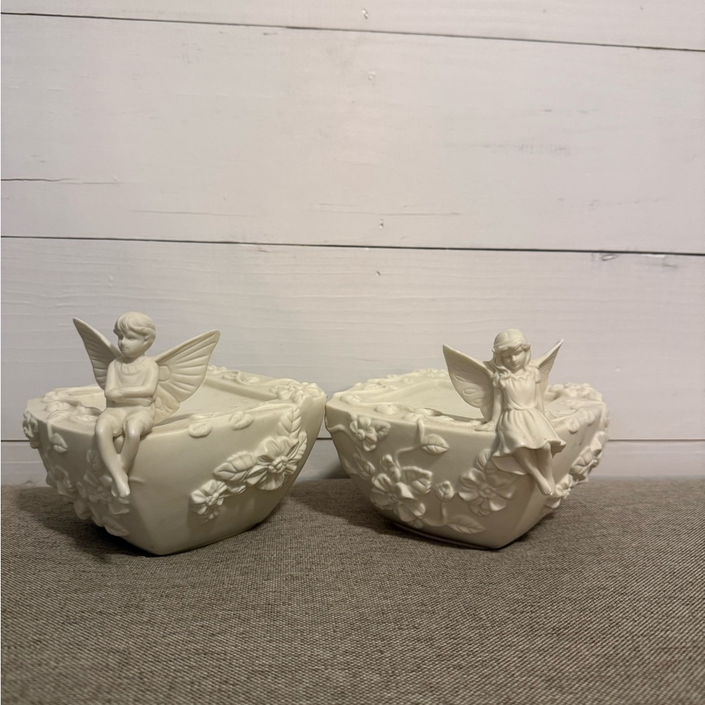 PartyLite Enchantment Duo Fairies Pillar Candleholders